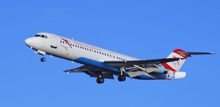 OE-LVB Austrian Arrows Fokker 100 plane