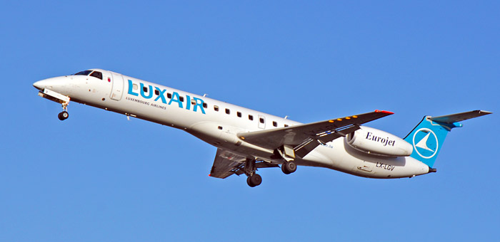 LX-LGV Luxair Embraer EMB-145LU plane
