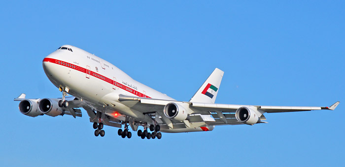 A6-YAS United Arab Emirates Boeing 747-4F6 plane